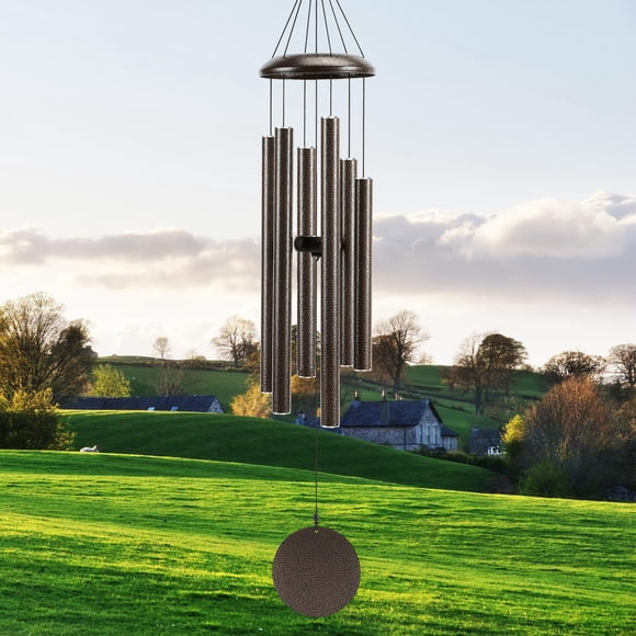 Carillón de viento Njeury de 102 cm para exterior, tono profundo, color marrón
