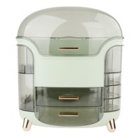 Magideal - Organizador De Maquillaje Almacenamiento De Cosméticos A Prueba De Agua .8X13.4X7.9 Pulgadas Para Dormitorio Material Resistente Con Tapas Completamen Verde Claro