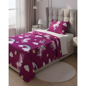 Casa Sol - Juego De Sabanas De Verano Unicornio Niña Infantil 1 Plaza Mas 1 Almohada