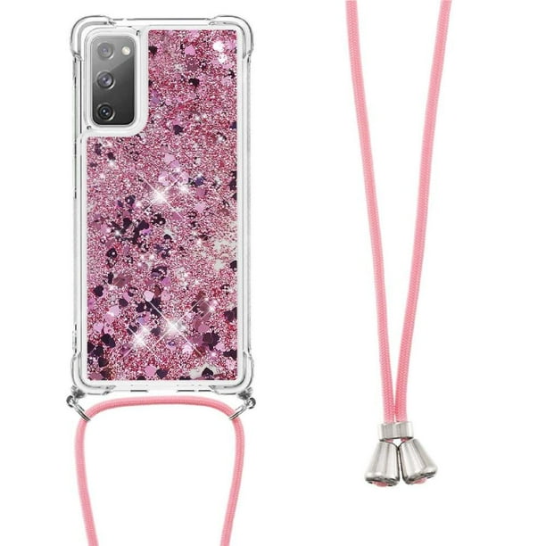 Funda FOXDOCK para Samsung Galaxy S20 FE con Cuerda Ajustable, Brillo Líquido, Protección Antigolpes y Lente – Ideal para Regalo