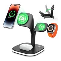 Genérico - Estación Carga Inalámbrica Para Iphone 5En1 Carga Rápida Negro