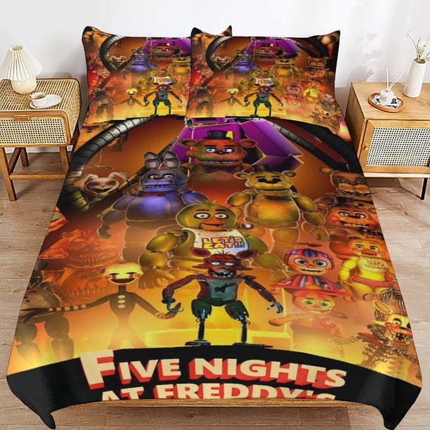 x233 Five Nights at Freddy's Bed Duvet Cover Microfiber Bedding Sets 3D Printed Lightweight 3 Piece Comforter Sets, 1 Duvet Cover And 2 Pillow Shams for Kids Boys Girls 79"x90" jn233