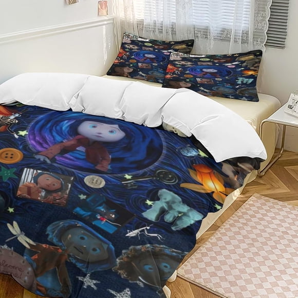Co-rali-ne86 x70 Ani-me Beddi-ng Sets 3D C-artoon Prin-ted 3 Piece- Com -Fortab-le Set D-uvet Cove-r w-ith Pillow-case