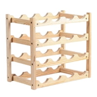 Magideal - Botelleros, Soporte De Exhibición De Vino Soporte De Almacenamiento De Vino Organizador Apilable Rústico Independiente Para Sala De Estar Refrigerador , 4 Capas