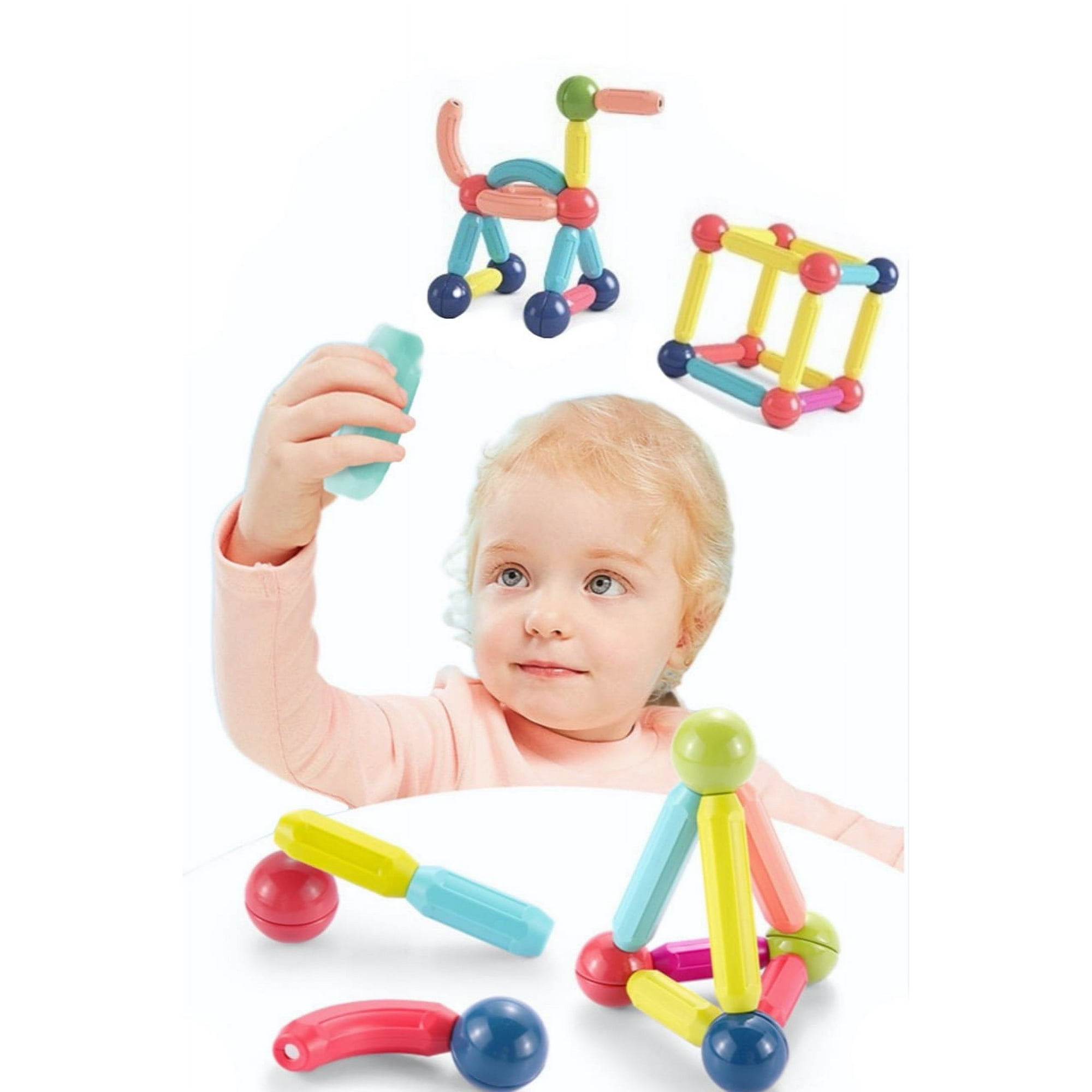 Bj Hogar - Juego De Varillas Magnéticos Juguete Didáctico Bloques