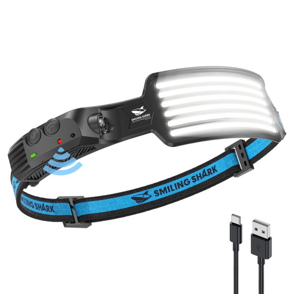 Linterna frontal recargable Smiling Shark de 230° de ángulo amplio con LED