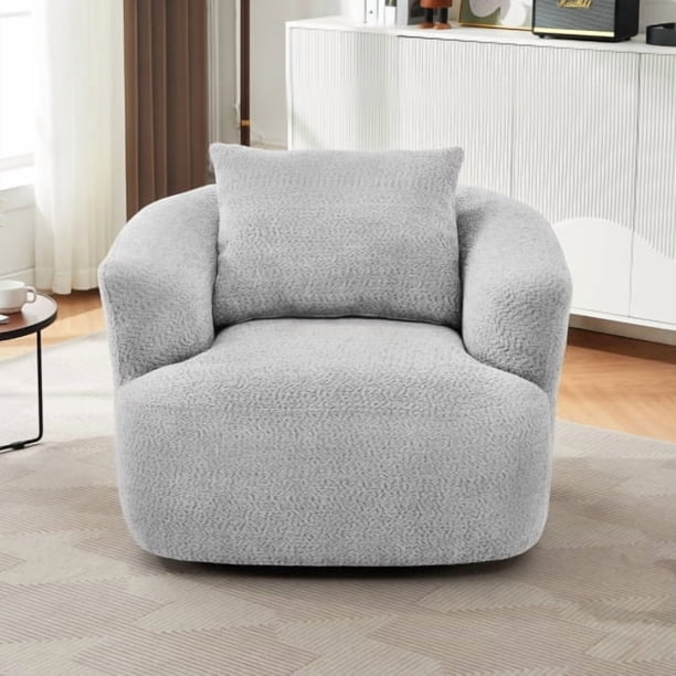 Silla giratoria de 360°, sofá de silla de acento de 38,2", silla de sofá giratoria tapiceada con almohada para salón, dormitorio, oficina y hotel