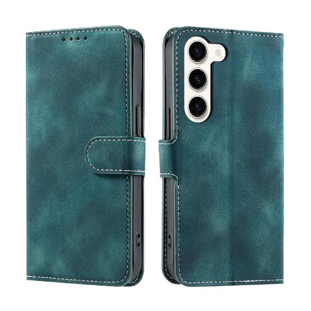 Funda Cartera para Samsung Galaxy S23 Tapa con Ranuras, Soporte y Correa Verde
