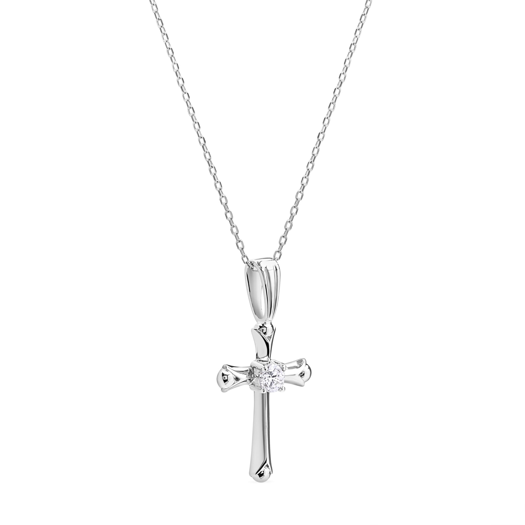 Tiana Joyas - Collar Religioso Con Una Cruz De 20mm Con Un Circón De Plata 925