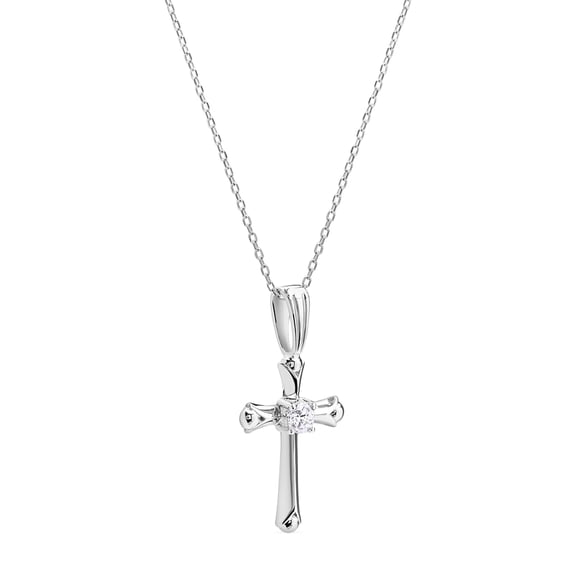 Collar Religioso con una Cruz de 20mm con un Circón de Plata 925