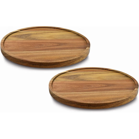 Organizador Lazy Susan AUAM de madera de acacia, 10 pulgadas, paquete de 2