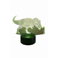 Lelumania - Lampara Ilusion 3D Dinosaurio Y Niño De 7 Colores, Base Touch