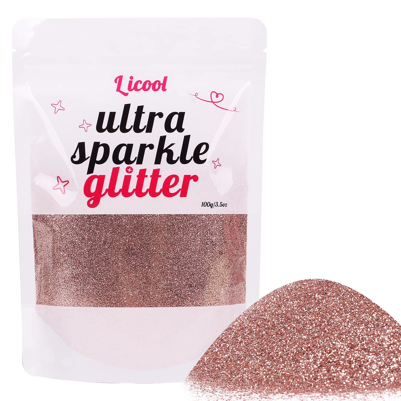 Brillantina Licool Glitter Oro Rosa Holográfica Fina 100g