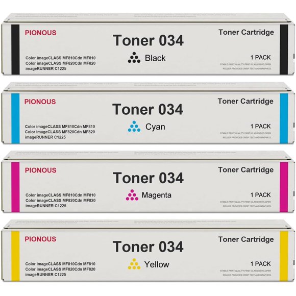 Tóner PIONOUS CRG034 paquete de 4 (BK+C+M+Y) para Canon