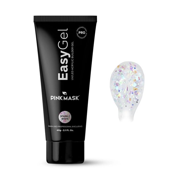 Gel para extensión de uñas PINK MASK Easy Gel Sparkly White 60 mL