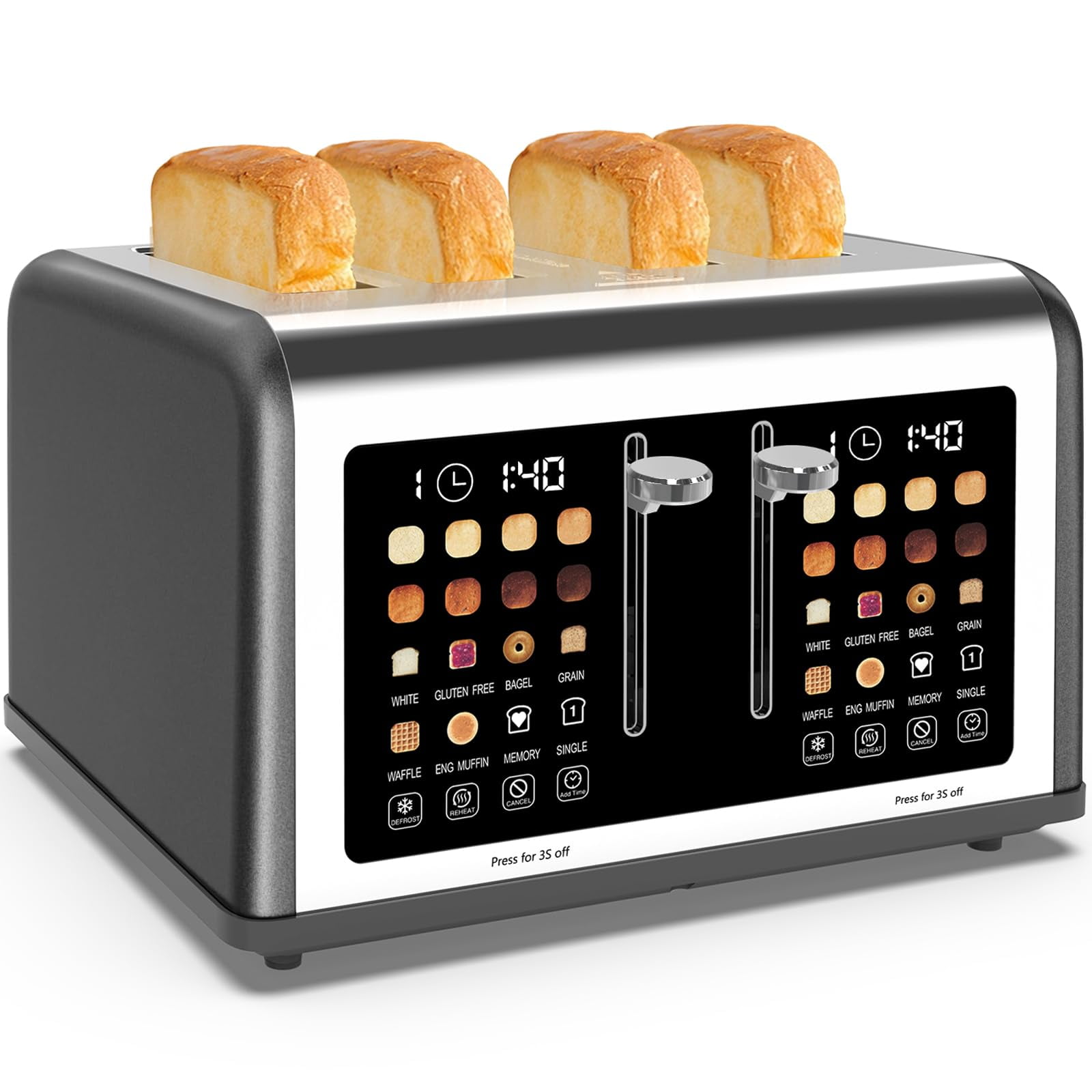 Toaster Clixane, Pantalla Táctil De 4 Rebanadas, Acero Inoxidable, 1650 W