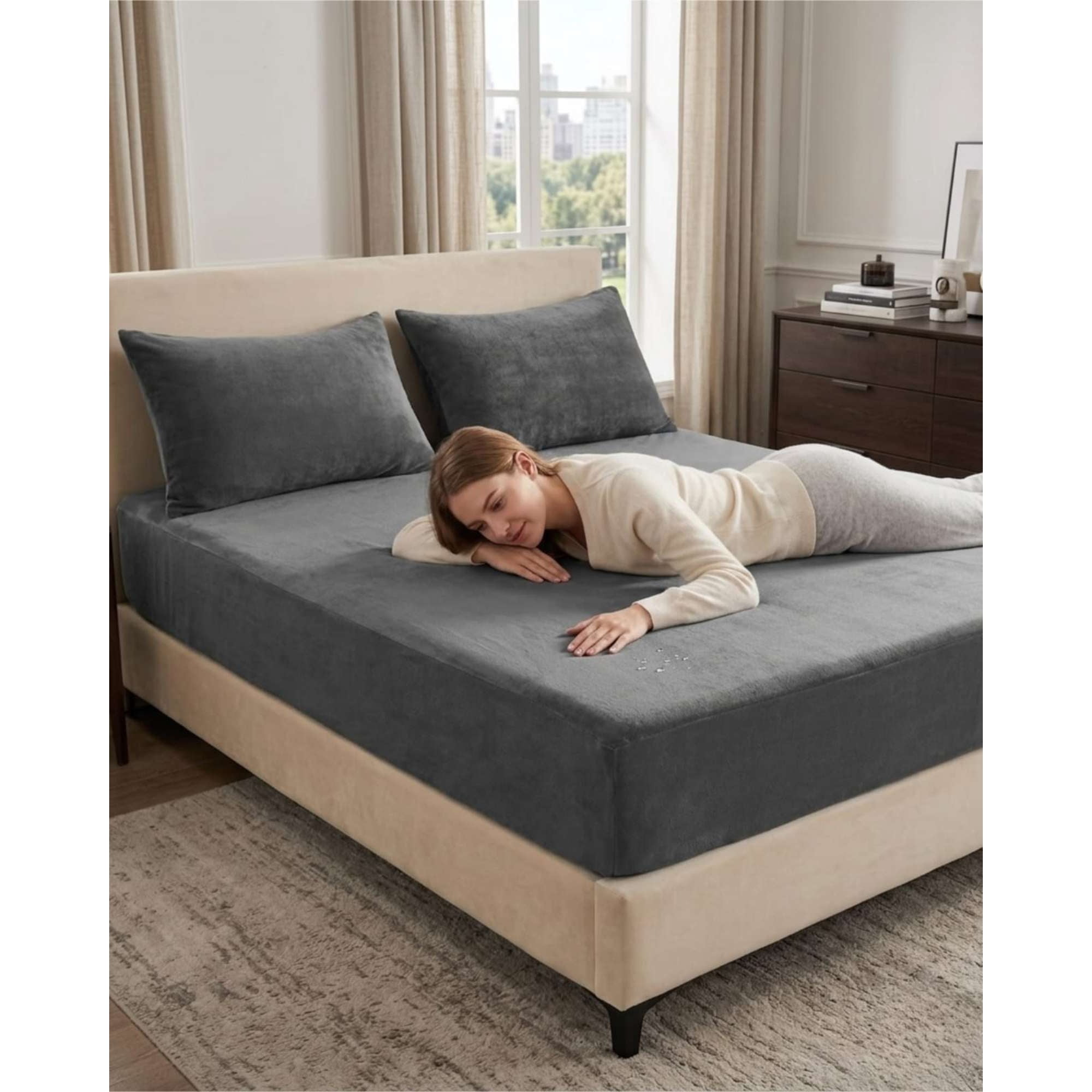 Todo Para El Hogar - Protector De Colchon Impermeable Super King Color Gris
