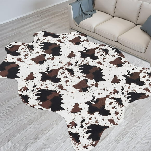 Alfombra Fixseed de piel sintética de vacuno, 140 x 160 cm, antideslizante, estampado de vaca
