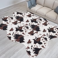 Alfombra Fixseed De Piel Sintética De Vacuno, 140 X 160 Cm, Antideslizante, Estampado De Vaca