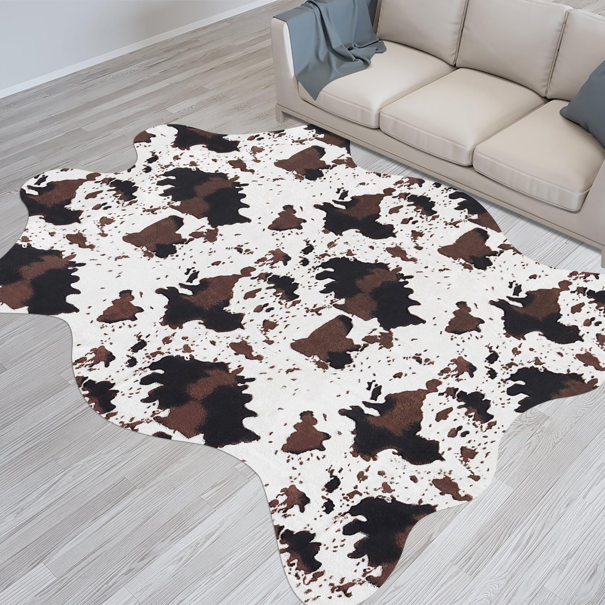 Alfombra Fixseed De Piel Sintética De Vacuno, 140 X 160 Cm, Antideslizante, Estampado De Vaca