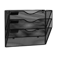 Magideal - Organizador De Carpetas De Pared De Malla, Soporte Colgante Con 3 Bolsillos, Soporte De Organización, Soporte De Pared De Metal Negro Para Clasificar