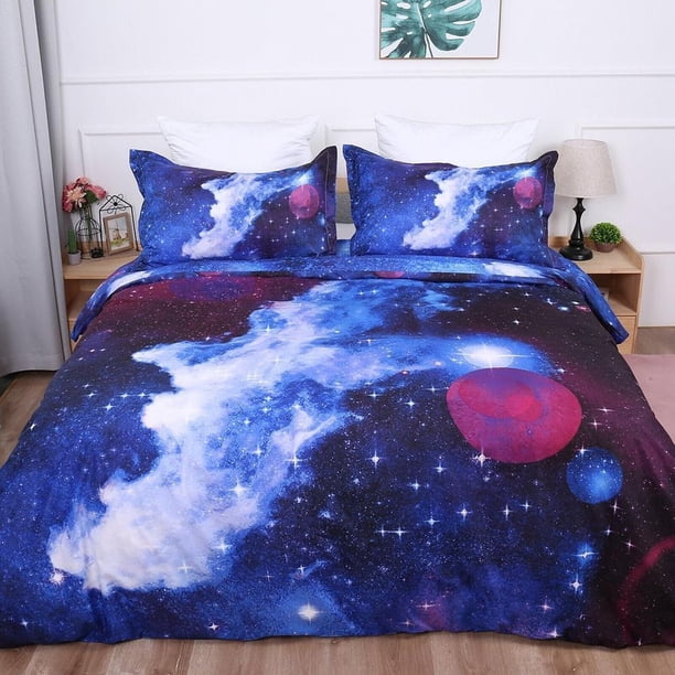 Colorful Galaxy 0 Quilt Duvet Cover Set Bedclothes Bedding Soft Bed Linen3-Piece Bedding Set