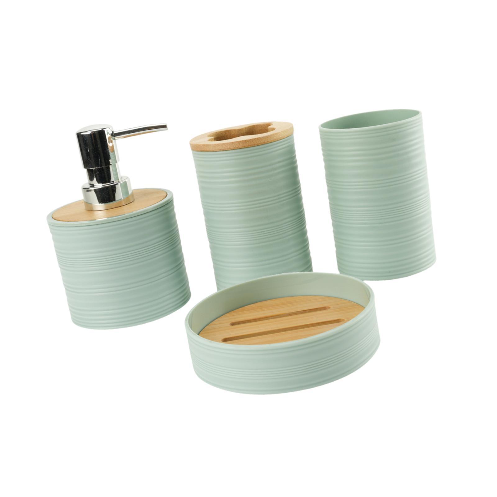 Bothyi - Juego De 4 Accesorios De Baño, Regalo De Inauguración De La Casa, Decoración De Baño, Taza De Enjuague Bucal Verde