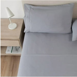 Atlas - Sabana Ultra Suave + Funda Bordada 1.5 Plazas Gris