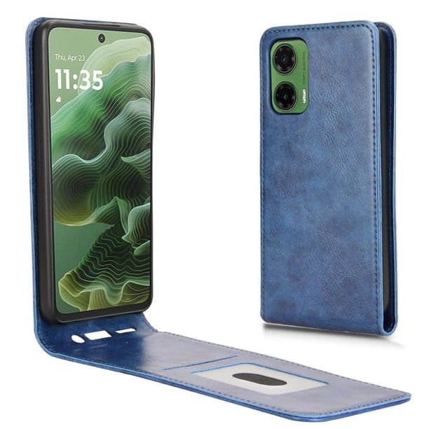 Funda tipo folio para Motorola Moto G35 5G con soporte magnético y protección para la cámara Azul