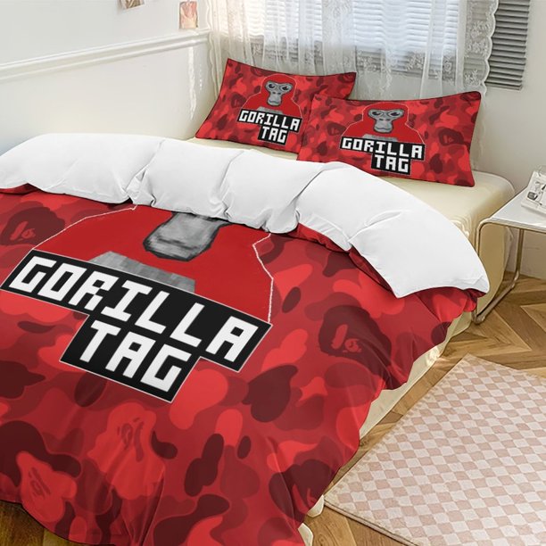 Dark Red Camo Gorilla Tag Comforter Set Soft 3 Pcs Twin Bedding Sets Thicken for All Season