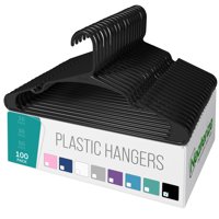 Paquete De 100 Perchas De Plástico Neaterize Para Adultos, Color Negro