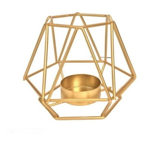 Fliperex - Candelabro Porta Vela Dorado Estilo Geométrico Decorativo Dorado