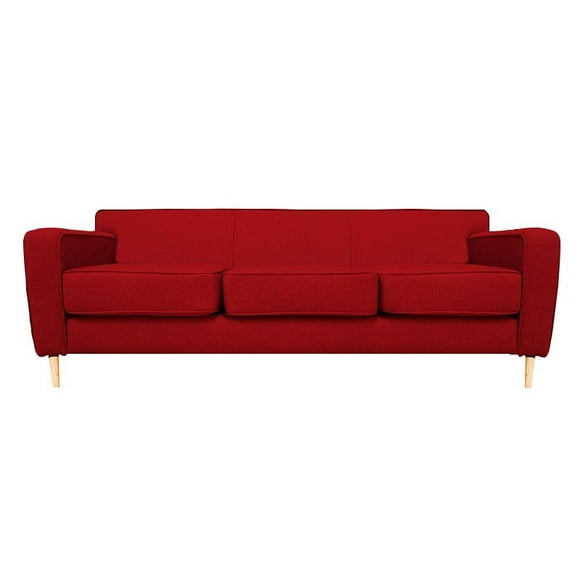 Sofá Lilen 3 Cuerpos Felpa Rojo