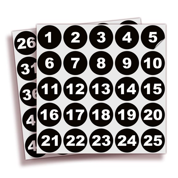 Pegatinas iSYFIX Números 1-50 3,8 cm Negro (1 juego)