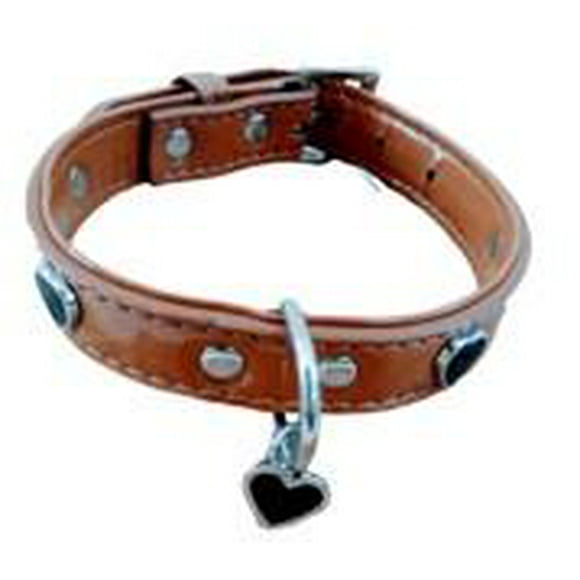 Collar Para Perros O Gatos Placa Corazón Ocre S