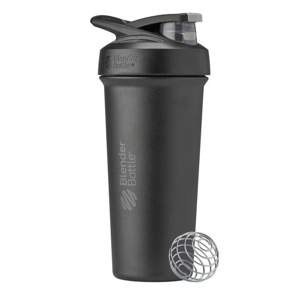 BlenderBottle Strada Sleek Shaker Cup para botellas de agua, 750 ml, color negro
