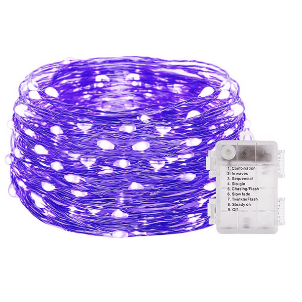Guirnalda de luces LED con enchufe USB y control remoto, 10 metros, 100 LED, luces parpadeantes para dormitorio navideño.