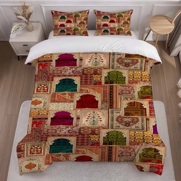 Middle Eastern Art Collage Printed Duvet Cover Set Themed Bedding Three-Piece Set
