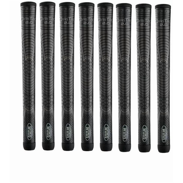 Winn Grips 72DT-JBK Dri‑Tac 2.0 Serie Tecnología Avanzada de Polímero, Juego de 8 Empuñaduras de Golf Sobredimensionadas (+1/18")