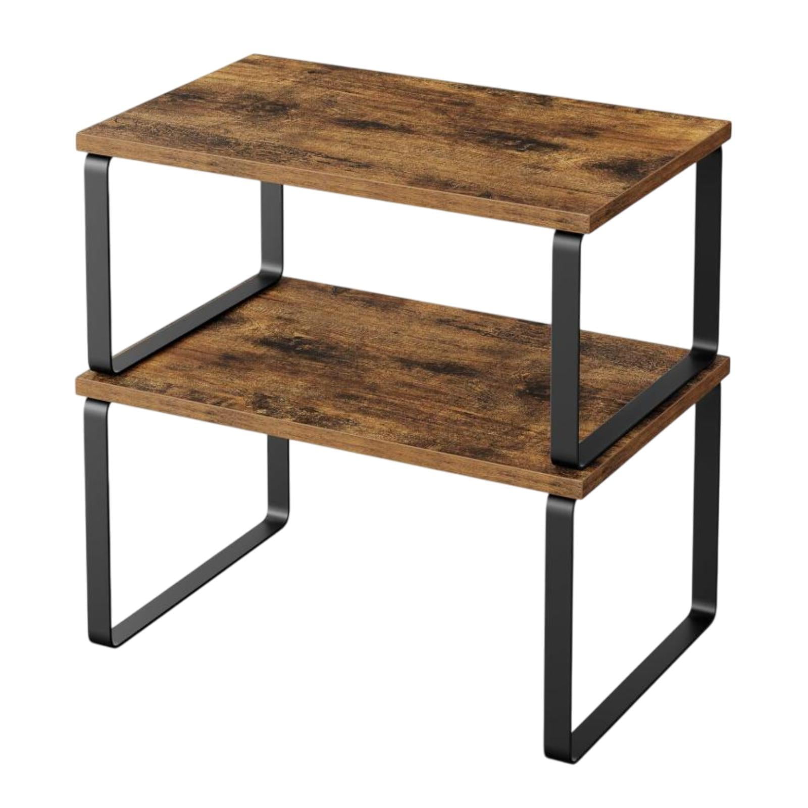 Magideal - 2pcs Gabinete Organizador Estantes Amplios Amplios Expandibles Platos Estantes De Especias Organizadores De Contador De Cocina Para Lavandería Baño De Marrón Negro