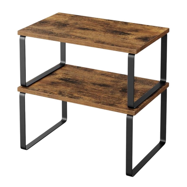 2PCS Gabinete Organizador Estantes Amplios Amplios Expandibles Platos Estantes de especias Organizadores de contador de cocina para lavandería Baño de Marrón negro