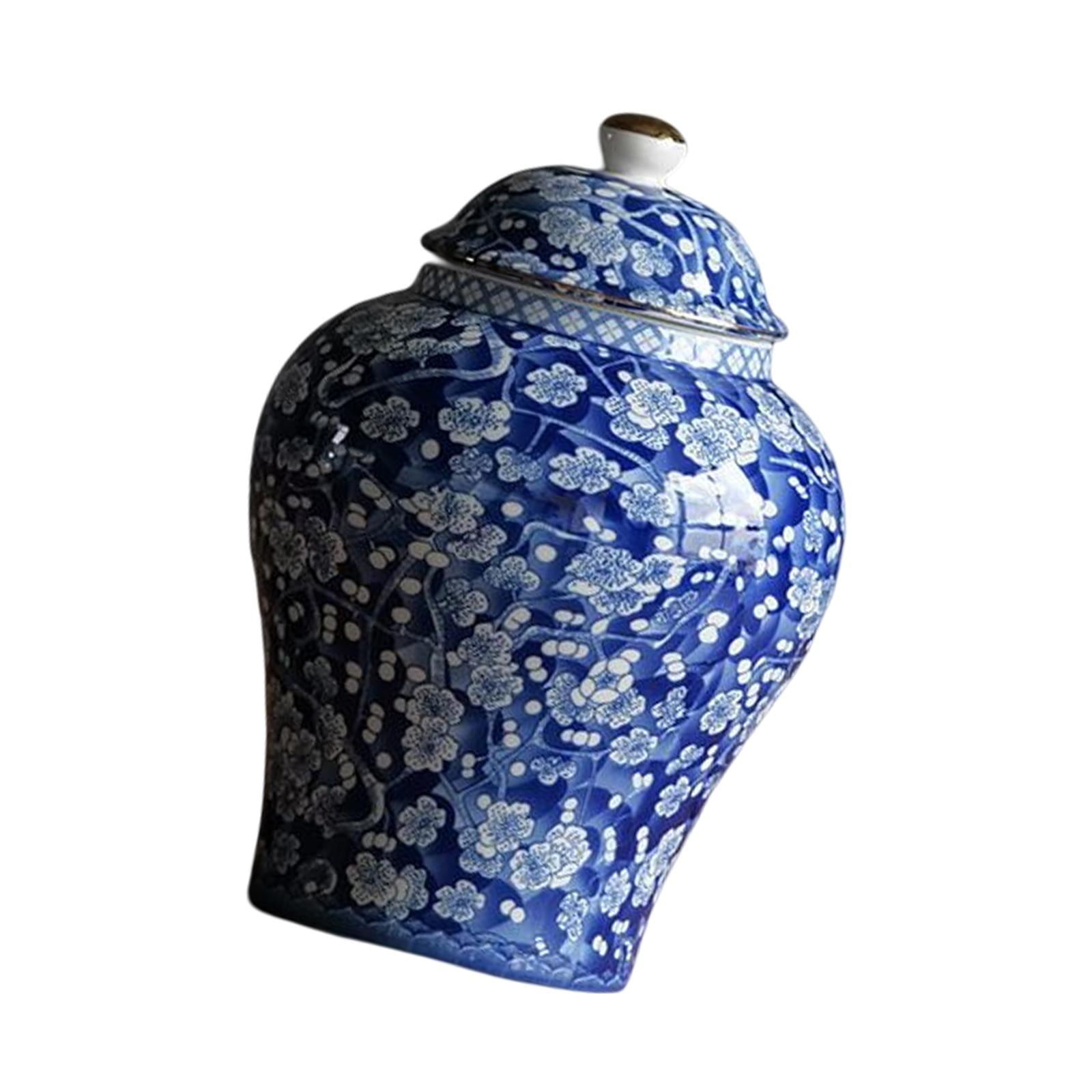 Magideal - Jarra De Jengibre De Cerámica Blanca Azul, Artesanía Esmaltada, Pieza Central Pintada A Mano, Bote De Té Para Fiestas, Restaurante, Cocina, Decoración