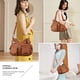 thumbnail image 4 of Bolso de mano Angelkiss de diseñador para mujer, grande, marrón, piel sintética lavada, 4 of 7