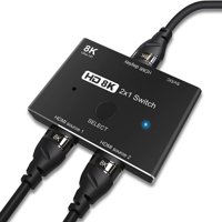 Aaronmei Adaptador Conmutador Direccional Hdmi 2.1 Ultra Hd 8K 2 Entradas 1 Salida Negro