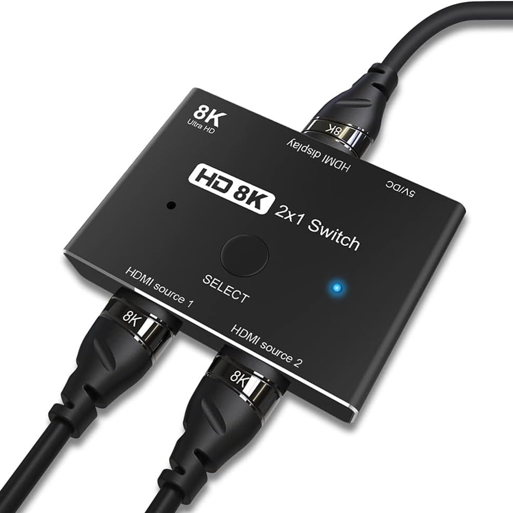 Aaronmei Adaptador Conmutador Direccional Hdmi 2.1 Ultra Hd 8k 2 Entradas 1 Salida Negro
