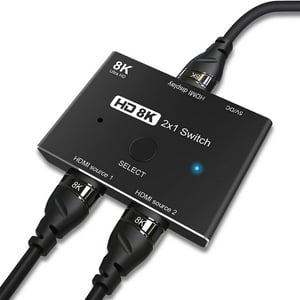 Aaronmei Adaptador Conmutador Direccional Hdmi 2.1 Ultra Hd 8K 2 Entradas 1 Salida Negro
