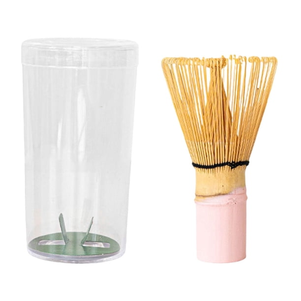 Batidor de matcha tradicional hecho a mano de bambú, agitador de té, utensilio para matcha, accesorio de té, material de múltiples puntas, adecuado pa Mango rosa