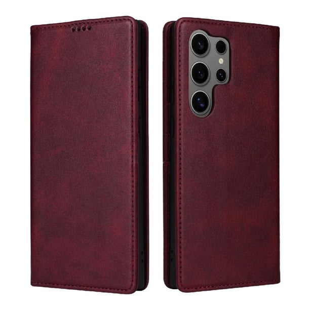 Funda Cartera para Samsung Galaxy S25 Ultra con Ranuras Tarjetas y Soporte - Protección Completa Rojo