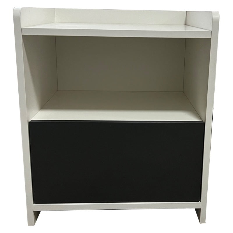 5° Sueño - Velador Moderno Nordico Blanco Sobrio 2 Niveles 1 Cajon 43x40x50