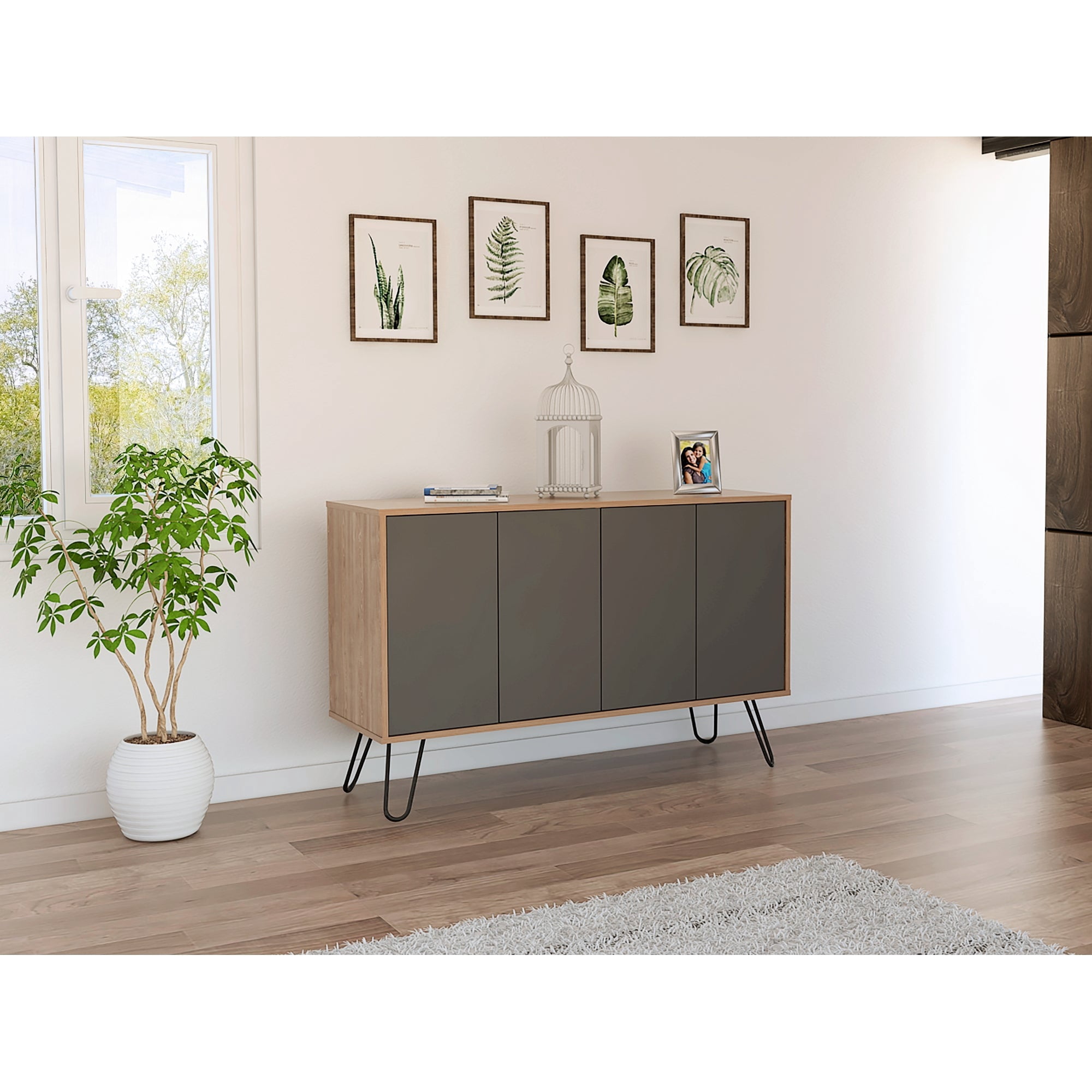 Tuhome - Buffet Vassel Miel Y Plomo 75,6x117,1x38,6 Cm